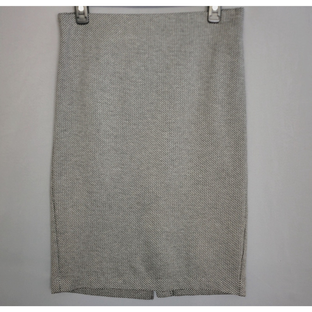 Dalia Pencil Straight Skirt Womens 8 Black White Knit Zig Zag Stretches Hem Slit
